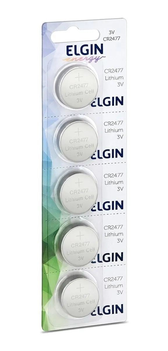 05 Baterias Pilhas Elgin Cr2477 01 Cart. C/ 5 Unid. Lítio 3V (virtual)