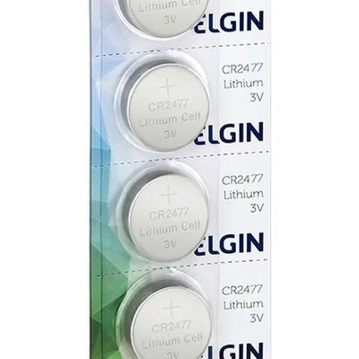 05 Baterias Pilhas Elgin Cr2477 01 Cart. C/ 5 Unid. Lítio 3V