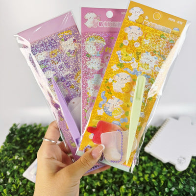 Adesivos Decorativos Kit 2 Folhas Com Pinça Para Scrapbook