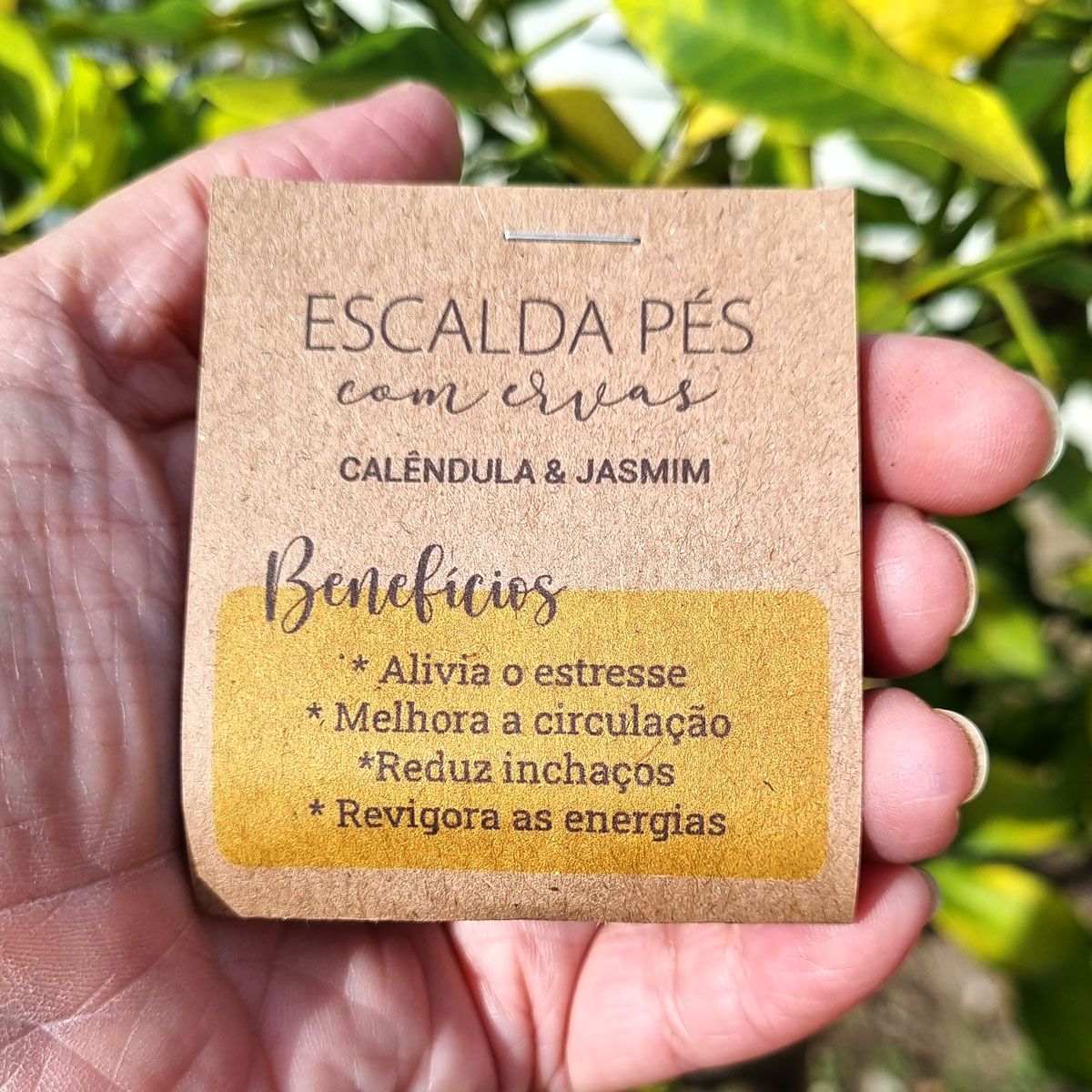 10 Cards Lembrancinhas Escalda Pés Calêndula e Jasmim
